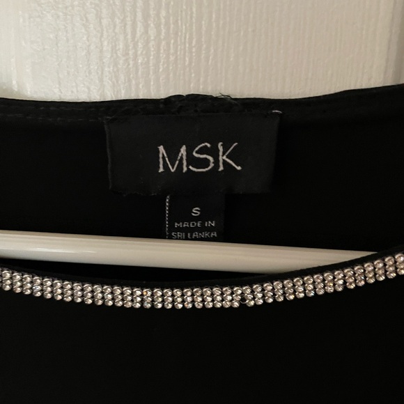 160 - MSK Black Mini Dress with Crystals on Neckline and Sleeves, Size Small - Picture 3 of 4